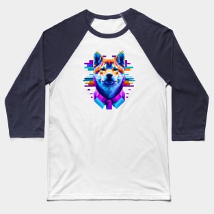 Shiba Inu Geometric Polygon Artwork Baseball T-Shirt